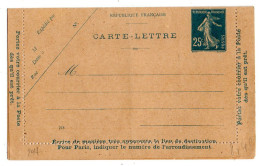 Entier Carte Lettre  --140-CL2----NEUF-- Type Semeuse Camée  25c Bleu  N° 218   ........cote  10€ - Kaartbrieven