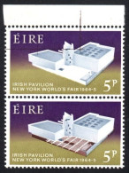1964 World's Fair 5d Top Marginal Vertical Pair, The Upper Stamp Missing Brown, Superb U/m Mint. - Unused Stamps