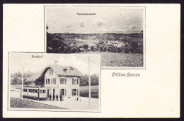 1907 Gelaufene AK, 2 Bildrig, Ottikon-Gossau. Bahnhof Mit Tram, Marke Abgelöst. Minim Fleckig - Laufen-Uhwiesen 