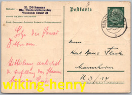 Berlin Treptow Köpenick Niederschöneweide - Ganzsache 1938 Poststempel Berlin Köpenick 1 D - Treptow