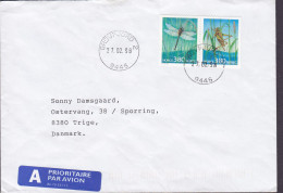 Norway A Prioritaire Par Avion Label GROVFJORD 1998 Cover Brief TRIGE Denmark Insekten Pair Paare Dragonfly Libelle - Brieven En Documenten