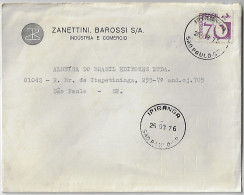 Brazil 1976 Zenettini Barossi SA Cover From São Paulo Agency Ipiranga Definitive 70 Cents Electronic Sorting Telefunken - Cartas & Documentos