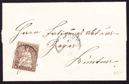 1862 5 Rp Strubel Vollrandig, Gestempelt BREMGARTEN Auf Kleinem Faltbrief. Rückseitig MELINGEN Und WOHLEN. - Lettres & Documents