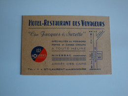 24 Carte Hôtel-Restaurant Des Voyageurs Niversac Les Routiers - Cartes De Visite