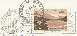 ANDORRE FRANCAIS - 60 C. LAC D'ANGOLASTER ALONE FRANKING PC (VIEW OF CANILLO) FROM ANDORRE LA VIEILLE TO FRANCE - 1975 - Covers & Documents