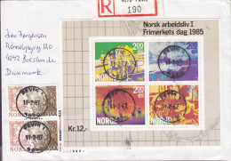 Norway Registered Einschreiben Label Deluxe Cds. FEVIK 1997 Cover Brief BOESLUNDE Block 5 Miniature Sheet 2x Orjasaeter - Covers & Documents