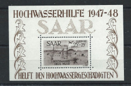 Saar Bloc N°2** (MNH) 1948 - Inondation De Janvier 1947 - Blocchi & Foglietti