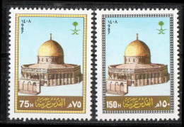 Saudi Arabia 1987 Dome Of The Rock, Al Aqsa Mosqee 2 Values MNH SA-87-15 - Moschee E Sinagoghe