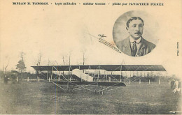 BIPLAN H. FARMAN - Type Militaire - Moteur Gnome - Piloté Par L'aviateur POIREE  - Aviateurs