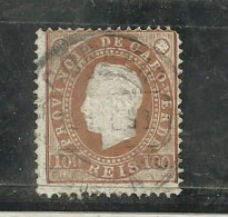 Port. 1886, Cabo Verde,D Luis Fita Direita, #21, 100rs Castanho Amarelo Usado ,Lt 741 - Cap Vert