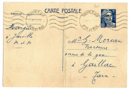 Entier CP-1948- Type Marianne Gandon 5f De NANCY -54  Pour GAILLAC-81..Cachet  26-6-1948....KRAG..Nancy Pl St Jean - Standard Postcards & Stamped On Demand (before 1995)