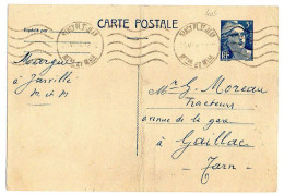 Entier CP-1948- Type Marianne Gandon 5f De NANCY -54  Pour GAILLAC-81..Cachet  26-6-1948....KRAG..Nancy Pl St Jean - Cartes Postales Types Et TSC (avant 1995)