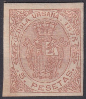 F-EX41726 PUERTO RICO SPAIN ESPAÑA 1875 5 Ptas REVENUE CEDULA URBANA IMPERF PROOF.  - Puerto Rico