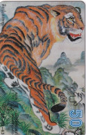 THAILAND(L&G) - Tiger, Chinese Art, TOT Telecard 50 Baht, CN : 967F, 01/00, Used - Giungla