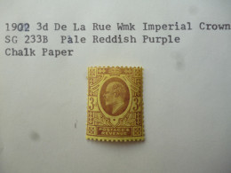 GREAT BRITAIN SG 233B 1902 3d De La Rue Wmk IMP CROWN CHALK PAPER - Other & Unclassified