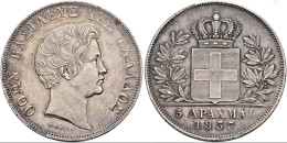 Otto, 1832-1862. 5 Drachmen 1833, München. Dav. 115. Seems Uncirculated (Greece Silver Coin Grèce Monnaie SUP-SPL - Griekenland