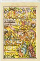 Carte Depliante Tressée Reproduction D'une Aquarelle Peintre De La Bouche (Scene De Nativité) Par B WIKSLROM - Watercolours