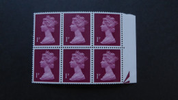 GREAT BRITAIN SG X844? 1p BL6 MARGIN     - Franking Machines (EMA)