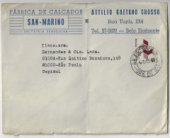 Brazil 1972 San Marino Footwear Factory Attilio Gaetano Grosso Cover Belo Horizonte São Paulo Definitive Stamp 20 Cents - Covers & Documents