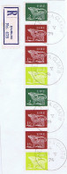 Ireland 1974 10p Multivalue Coil, Se-tenant Strip Of 8 Used On Registered Piece, 1974 Dublin Cds - Used Stamps