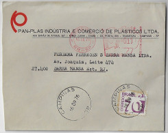 Brazil 1976 Pan-Plas Plastics Industry & Trade Ltd. Cover From Campinas To Barra Mansa Definitive 70 Cents + Meter Stamp - Storia Postale