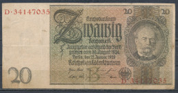 °°° GERMANY - 20 REICHSMARK 1929 SERIE D °°° - 20 Mark