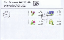 Ireland 2010 Flowers Trial Issue Frascati P. O. Machine, Missing Dot, Set Of Four 55c On First Day Cover 20.5.10 - Briefe U. Dokumente