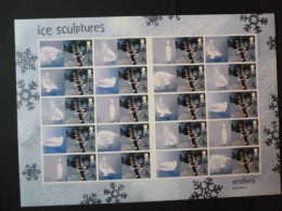 GREAT BRITAIN SG 2410 CHRISTMAS ICE SCULPTURES 20 STAMPS SMILER SHEET WITH GUTTERS & LABELS - Sheets, Plate Blocks & Multiples