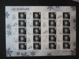 GREAT BRITAIN SG 2411 CHRISTMAS ICE SCULPTURES 20 STAMPS SMILER SHEET WITH GUTTERS & LABELS - Fogli Completi