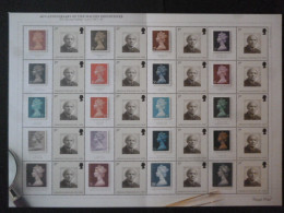 GREAT BRITAIN SG 2741 40TH ANNIVERSARY OF MACHIN DEFINITIVES 20 STAMPS SMILER SHEET WITH GUTTERS & LABELS - Fogli Completi