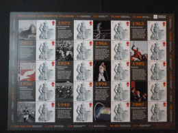 GREAT BRITAIN SG 2291 MEMORIES OF WEMBLEY STADIUM 20 STAMPS SMILER SHEET WITH GUTTERS & LABELS - Volledige & Onvolledige Vellen