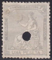 Spain 1873 Sc 198b España Ed 138b Telegraph Punch Cancel Heavy Hinge - Used Stamps