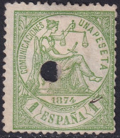 Spain 1874 Sc 208 España Ed 150 Telegraph Punch Cancel - Used Stamps