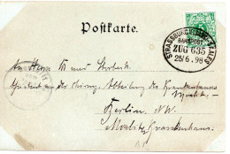 67211 - Deutsches Reich - 1898 - 5Pfg Krone/Adler EF A AnsKte (Ecken Fleckig) Bahnpost STRASSBURG-SAALES -> Berlin - Storia Postale