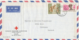 Congo Kinshasa RED CROSS Cover Sent To Denmark 16-2-1967 The Flap On The Backside Of The Cover Is Missing Folded Cover - Usati