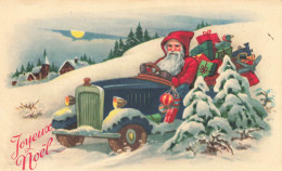 Santa Claus , Père Noël * CPA Illustrateur * Joyeux NOEL Joyeuse St Nicolas * Automobile Voiture Neige Hiver - Santa Claus