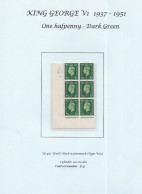 GB George VI -  SG462 - Cyl  120 No  Dot - Control I 4I  Block Of 6 U/M SeeNOTES !!!! - Unused Stamps