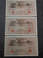 LOT 3 BILLETS N° SUIVIS 1000 MARK A 21 04 1910 BERLIN SERIE T REICHSBANKNOTE ALLEMAGNE - 1000 Mark