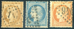 France N°36, 37 Et 38 Oblitéré - Cote 137€ - (F165) - 1870 Beleg Van Parijs