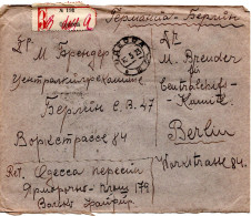 67216 - Russland / UdSSR - 1923 - 2@10Rbl A R-Bf ODESSA -> BERLIN (Deutschland) - Cartas & Documentos