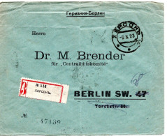 67221 - Russland / UdSSR - 1923 - 2@10Rbl A R-Bf KHERSON -> BERLIN (Deutschland) - Lettres & Documents