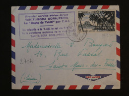 BU8 ET. OCEANIE  BELLE LETTRE   RRR  1958 1ER VOL TAHITI A ST MAUR    +PA  N°32 +AFF. PLAISANT++ - Luftpost