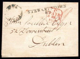 1827 E To Dublin With Very Fine Mileage STEWARTSTOWN/82 In Dark Green With Matching Circular POST PAID - Prefilatelia