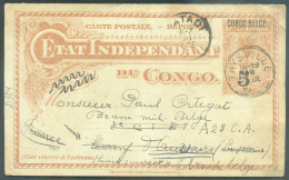 E.P. Carte 15c. Mols Surchargée CONGO BELGE Daté De KISANTU Obl. Sc THYSVILLE Du 28 Décembre 1915 (via Matadi 30/12) Ve - Entiers Postaux