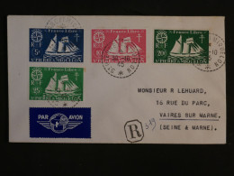 BU8 ST PIERRE MIQUELON BELLE LETTRE FRANCE LIBRE 1945  A  VAIRES  FRANCE  ++ AFF. PLAISANT++ - Briefe U. Dokumente