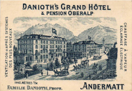 SUISSE ANDERMATT DANIOTH'S GRAND HOTEL OBERALP TRES ANIMATION REIMPRESSION DE CARTE ANCIENNE COLLECTION E.B. 1970 - Matt