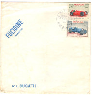 MONACO, 1967, 1er Jour , N° 708 Et 713, Automobiles Alfa Et Bugatti Enveloppe Pub Pommade Fucidine  Laboratoire  LEO - Briefe U. Dokumente