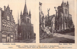 BELGIQUE - Ypres - L'Eglise Saint-Pierre Avant Et Après Le Bombardement - Carte Postale Ancienne - Autres & Non Classés