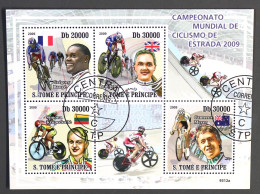 SAO TOME E PRINCIPE (SAINT THOMAS ET PRINCE) Championnat Du Monde Cycliste 2009. Feuillet émis En 2009. Oblitéré, Used - Cycling