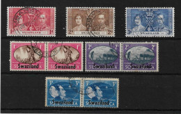 SWAZILAND 1937 CORONATION AND 1945 VICTORY SETS FINE USED Cat £7.50 - Swaziland (...-1967)